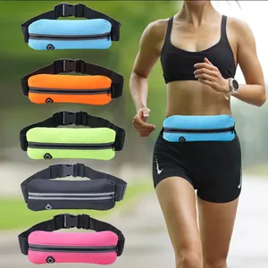 Unisex Waterproof Running Waist Bag Neoprene Sports Phone Belt Headphone Hole Reflective Strip For Fitness Jogging Hiking