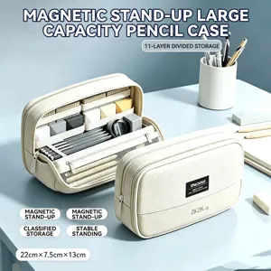 Große Kapazität 11-Schicht magnetische stehende Federtasche und Briefpapier-Organizer
