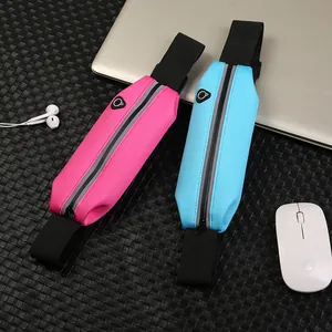 Deux sacs banane de course imperméables fins en rose et bleu pour le fitness et le jogging