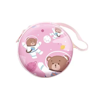 Runder rosa Weißblech-Geldbeutel mit niedlichem Astronauten-Bär-Design für Kinder