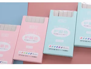 Detailed close-up view of the Morandi color eye-protecting soft-tip highlighters box set