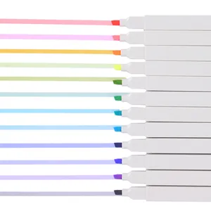 Set of 12 Morandi soft tip highlighters in pastel colors for school and office note-taking