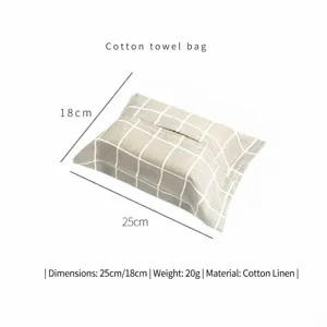 Linen cotton tissue bag with grid pattern for home and car decoration