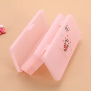 Astuccio per matite smerigliato rosa a doppio strato con simpatica illustrazione a fumetti