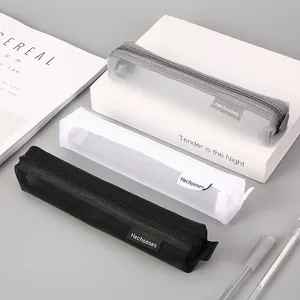 Minimalistisch Transparant Gaas Etui Draagbare Mini Vierkant Briefpapier Opbergtas Voor Studenten Examen Kantoor School