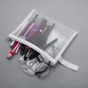 Minimalist A5 white mesh zipper bag for stationery and document storage