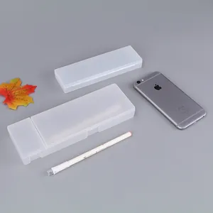 Estuches para lápices minimalistas de plástico PP esmerilado semitransparente con un móvil.