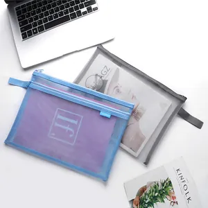 A4 minimalistische Netz-Dokumententasche mit Reißverschluss für Büro und Schule