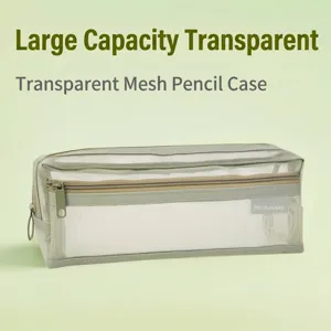 Grote Capaciteit Dubbellaags Mesh Etui Transparant Eenvoudige Briefpapier Opbergtas School Kantoor Studenten Organizer