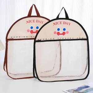 Hanging mesh storage bags with cute cartoon faces for sock and sundries organization