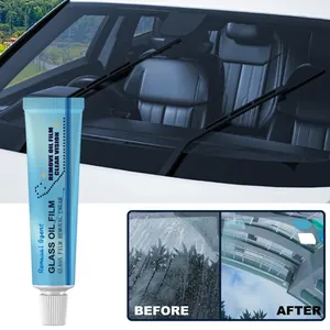 Detaillierter Vorher-Nachher-Vergleich der Wirkung der Auto-Glas-Ölfilm-Entfernungscreme.