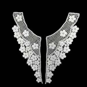 Water Soluble Lace Neckline Milk Silk 3D Hollow Floral Embroidery DIY Apparel Sewing Accessory Shoulder Trim Collar Flower