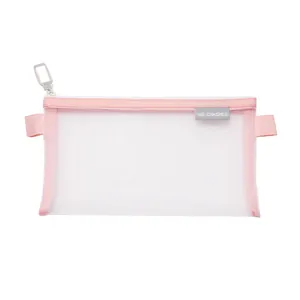 Tragbare rosa Netzkosmetiktasche mit transparentem Design und Reißverschluss