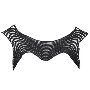 Water Soluble Milk Silk Embroidered Lace Collar Hollow Out Wave Pattern Floral Applique DIY Clothing Accessory