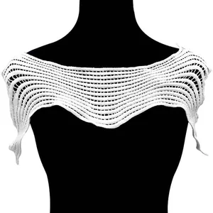 Elegant white water-soluble milk silk lace embroidered collar with wave hollow design for DIY