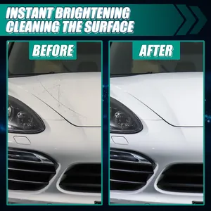 Visual comparison showing car coating spray effect on a scratched white vehicle hood surface