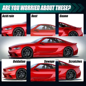 Infographic showing car paint protection against acid rain, dust and scratches