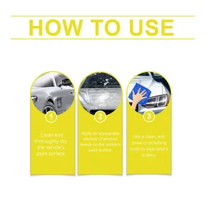 Instrucciones de tres pasos para el cuidado de la pintura del coche y un acabado brillante.
