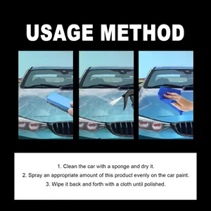 Three-step usage instructions for 3-in-1 car ceramic coating and paint protection spray