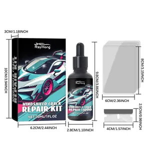 Car windshield crack repair kit with 30ml liquid cure film and scraper tool