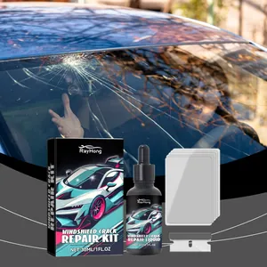 Professional windshield crack repair kit with 30ml liquid fluid and scraper tool