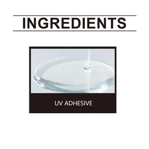 Detailed view of clear UV adhesive liquid for professional car windshield crack repair