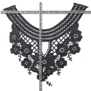 Measurement detail of black water soluble hollow out lace collar applique patch
