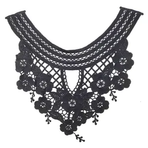 3D Hollow Floral Embroidered Water Soluble Lace Collar Milk Silk DIY Sewing Craft Apparel Accessories Trim For Dresses White Black