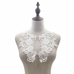 Water Soluble Milk Silk Embroidery Lace Flower Applique Patch For DIY Clothing Neckline Decoration Rose Floral Lace Trim