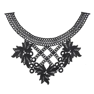 Milk Silk Water Soluble Lace Embroidery Fake Collar Hollow Out Floral DIY Garment Accessory Elegant Detachable Collar For Women Dress Decoration