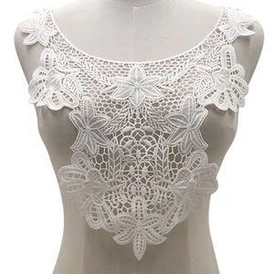 3D Hollow Out Water Soluble Lace Fake Collar Milk Silk Embroidered Floral Neckline DIY Clothing Sewing Accessories For Women