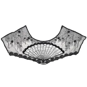 Exquisite black lace embroidery fan-shaped collar applique for DIY clothing decoration