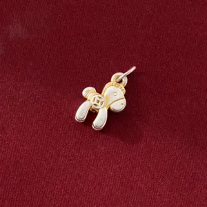 Colgante de Caballo de Plata Fina 999 Con Incrustación de Oro Charm de Moneda de la Suerte para Accesorios de Creación de Joyas DIY