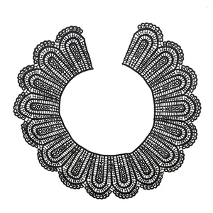 Detailed macro view of black milk silk hollow-out embroidered lace collar for DIY sewing craft.