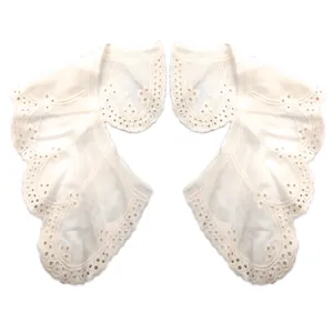 Detail of cream cotton eyelet embroidered lace collar for DIY clothing accessories