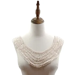 Vintage Cotton Embroidered Hollow Lace Detachable Collar For Women Elegant Floral Water Soluble Crochet Fake Collar Clothing Accessories