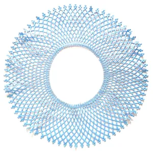 Macro view of light blue water-soluble milk silk lace collar with hollowed-out embroidery.