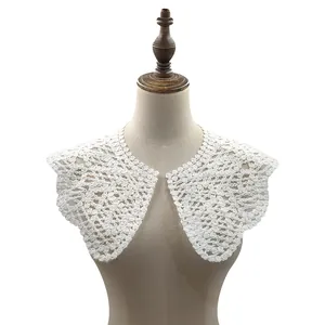 Vintage White Embroidered Lace Fake Collar Hollow Out Floral Shawl Detachable Collar DIY Clothing Accessory For Women