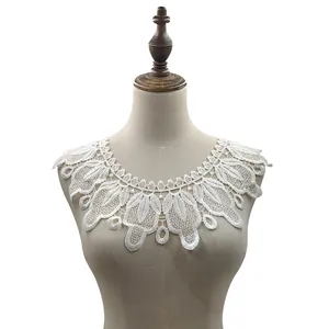 White Water Soluble Lace Fake Collar Embroidered Floral Hollow DIY Clothing Accessories Elegant Lace Applique For Women