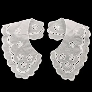 Cuello Falso de Poliéster con Bordado de Ojal Floral Elegante Borde Festoneado Accesorio de Hombro para Mujer Encaje DIY