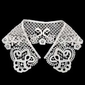 Colletto Finto Ricamato Idrosolubile in Poliestere Bordo in Pizzo Floreale Traforato Accessorio per Abbigliamento DIY Decorazione Spalla Collo