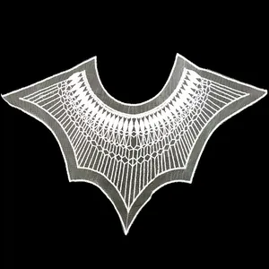 Detail of white milk silk lace embroidery fake collar for DIY clothing accessories.