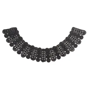Cuello Falso de Seda de Leche Bordado Aplicación de Encaje Calado 3D para Mujer Tela de Costura de Ropa DIY Parche de Escote Semicircular