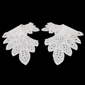Cotton Eyelet Embroidered Fake Collar White Floral Lace Applique DIY Sewing Accessories Scalloped Shoulder Collar For Women