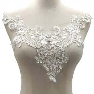Blumen Bestickter Falscher Kragen Netz Kordel Spitze Applikation Für Hochzeitskleid Ausschnitt Dekor DIY Nähzubehör Damen Bekleidung Dekoration
