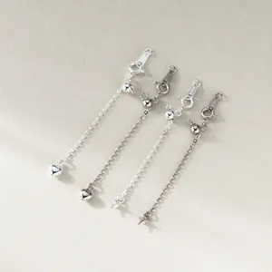 925 Argento Sterling Fai Da Te Gioielli Catena Di Estensione Con Chiusura A Molla Regolabile Per Collana Bracciale Ciondolo A Cuore Accessorio