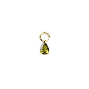 Ciondolo a goccia in argento 925 placcato oro 18K con gemma verde per gioielli fai da te