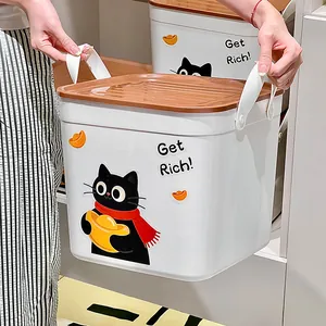 Multifunctionele witte opbergdoos met deksel en schattig kattenontwerp voor thuis