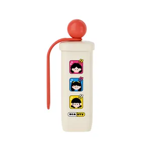 Mini brosse à cheveux 2-en-1 portable avec miroir et icônes de dessins animés mignons
