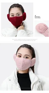 Detail view of 2-in-1 winter warm face mask and earmuffs with breathable design